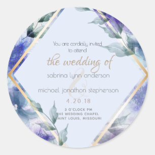 Adesivo Redondo Floral Translúcido Violeta Azul