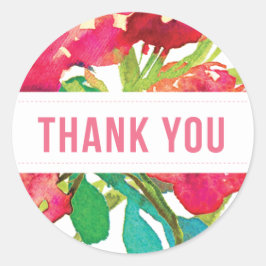 Adesivo Redondo Floral Tropical Redonda Obrigado, Sticker