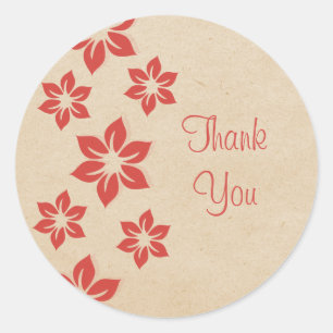 Adesivo Redondo Floral Tropical Vermelha, Obrigado, Vaqueiros