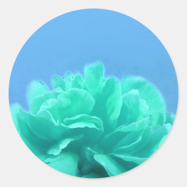 Adesivo Redondo Floral Verde Azul Colorida (Frente)