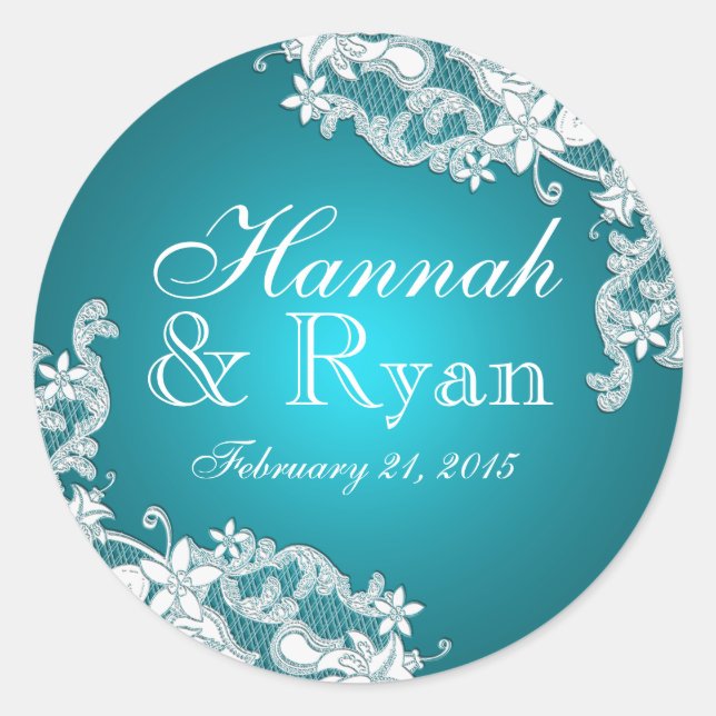 Adesivo Redondo Floral Vintage Lace Aqua Marine (Frente)