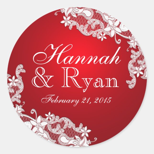 Adesivo Redondo Floral Vintage Lace Red (Frente)