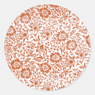 Adesivo Redondo Floral Vintage Wallpaper William Morris Red Patter