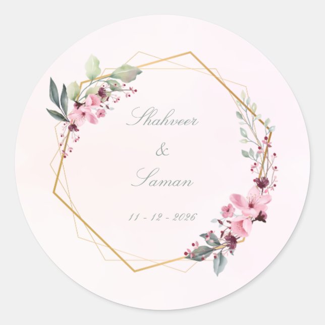 Adesivo Redondo Floral wedding Envelop Seals wedding stickers (Frente)