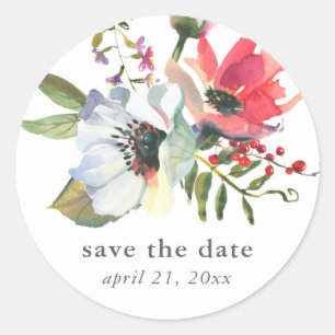 Adesivo Redondo Floral Wedding Save the Date Sticker