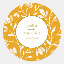 Adesivo Redondo Floral Wedding Sticker