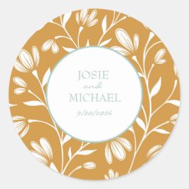 Adesivo Redondo Floral Wedding Sticker