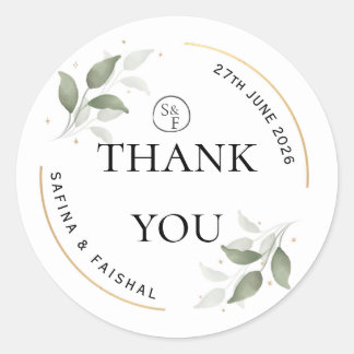 Adesivo Redondo Floral Wedding Thank You Gift Round Sticker