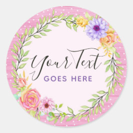 Adesivo Redondo Floral Whimsical & Rustic Pink Wood Girly