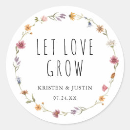 Adesivo Redondo Floral Wildflower Let Love Cultivar Sementes De Ca