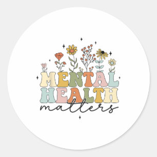 Adesivo Redondo Floral Wildflower Mental Problems Sensibilização