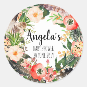 Adesivo Redondo Floral Wreath Botânica Obrigado Sticker
