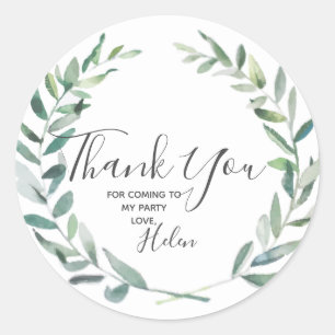 Adesivo Redondo Floral Wreath Botanical Obrigado Aleitor de Aniver