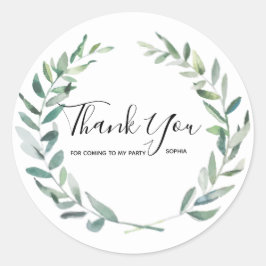Adesivo Redondo Floral Wreath Branch Botânico Obrigado Sticker