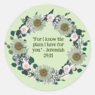 Adesivo Redondo Floral Wreath Christian Sticker Faithful Design