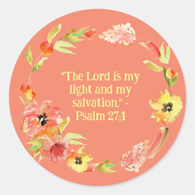 Adesivo Redondo Floral Wreath Inspiracional Fé e Incentivo (Frente)