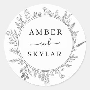 Adesivo Redondo Floral Wreath Modern Round Wedker
