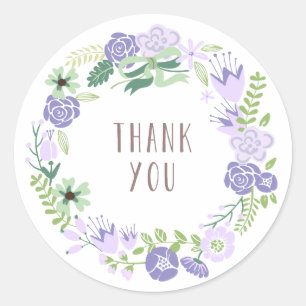 Adesivo Redondo Floral Wreath Obrigado, Stickers