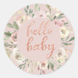 Adesivo Redondo Floral Wreath & Rosa Dourado Hello Baby Envelope S