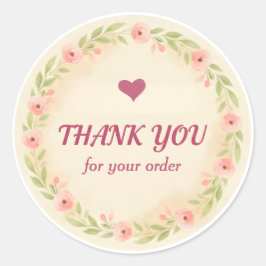 Adesivo Redondo Floral Wreath Thank You Business Sticker