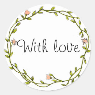 Adesivo Redondo Floral wreath 'with love'