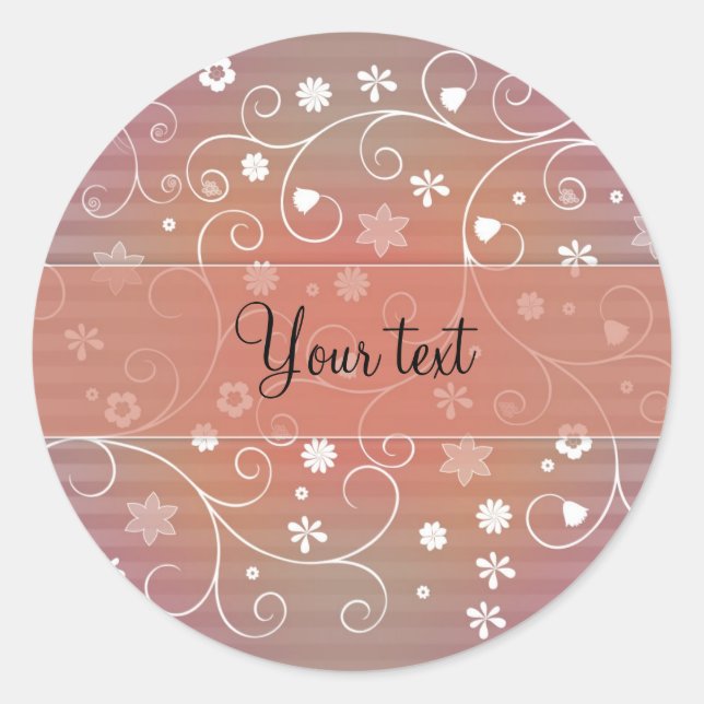 Adesivo Redondo Floreio romântico (Frente)