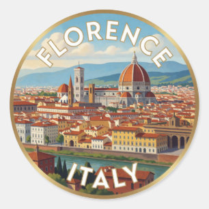 Adesivo Redondo Florença Itália Toscana Cena de Viagem ☀️