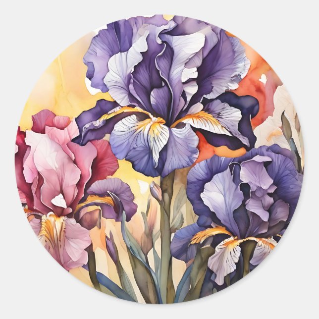Adesivo Redondo Flores abstrato Iris (Frente)