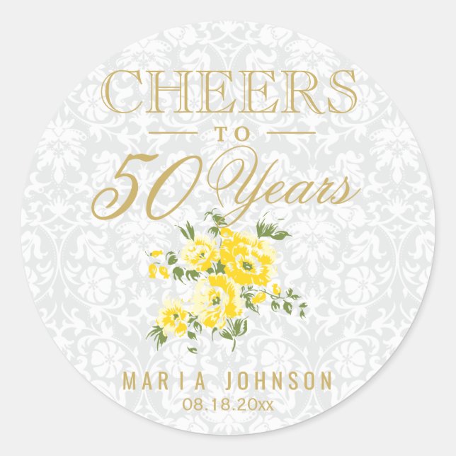 Adesivo Redondo Flores Amarelas - Animação aos (Qualquer Idade) An (Frente)