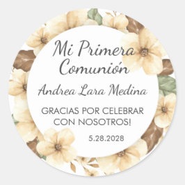 Adesivo Redondo Flores Amarelas Cutas na Primeira Comunidade Espan