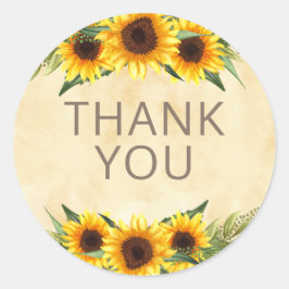 Adesivo Redondo Flores Amarelas Russas Personalizadas Obrigado