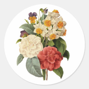 Adesivo Redondo Flores Antigas, Camélias e Narcisos, Redoute