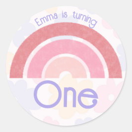 Adesivo Redondo Flores Arco-Íris Aniversário