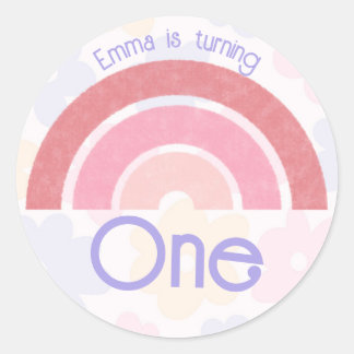 Adesivo Redondo Flores Arco-Íris Aniversário