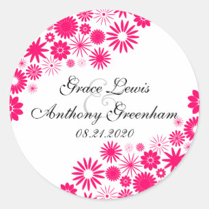 Adesivo Redondo Flores bonito Vibrantes Pinheiros Rosa