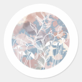 Adesivo Redondo Flores Brancas de Aquarela