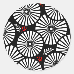 Adesivo Redondo Flores brancas preto retrorreflectoras