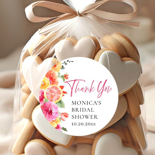 Adesivo Redondo Flores Brilhantes Rosa, Chá de panela de Fatia de  (Criador carregado)