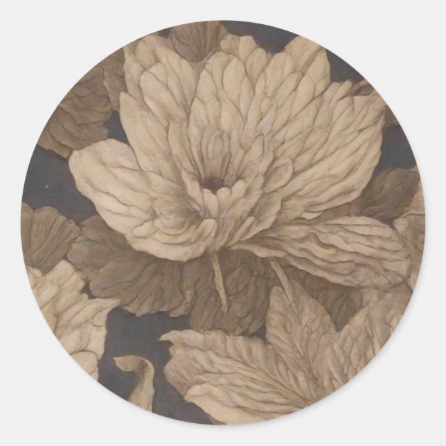 Adesivo Redondo Flores caindo representadas em murais antigos (Frente)