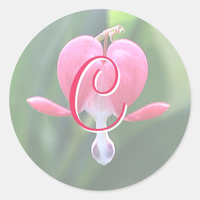 Adesivo Redondo Flores Cardíacas Sangrentas Monograma C Stickers (Frente)