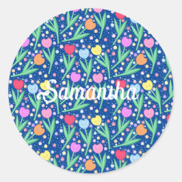 Adesivo Redondo Flores Coloridas