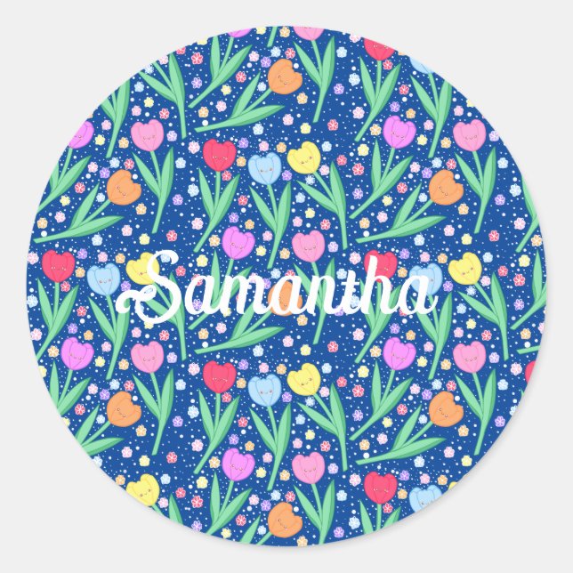 Adesivo Redondo Flores Coloridas (Frente)