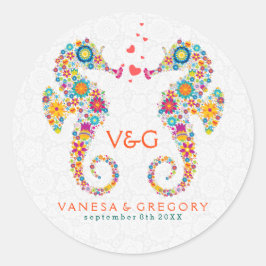 Adesivo Redondo Flores Coloridas Bonitas Adoram Cavalos do Mar