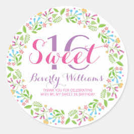 Adesivo Redondo Flores Coloridas Da Primavera Fresca Doce 16