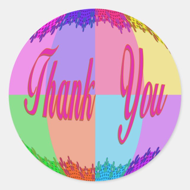 Adesivo Redondo Flores Coloridas Obrigado (Frente)