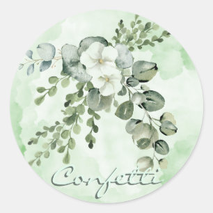 Adesivo Redondo Flores com Vinheta Verde Confetti