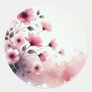 Adesivo Redondo Flores Cor-de-Água Rosa Petal Imprensa Petal Co