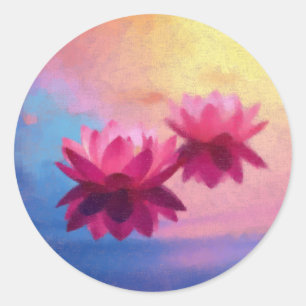 Adesivo Redondo Flores cor-de-rosa Abstrato Lotus