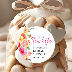 Adesivo Redondo Flores Cor-de-Rosa Brilho Fatia de Citrino Chá de 