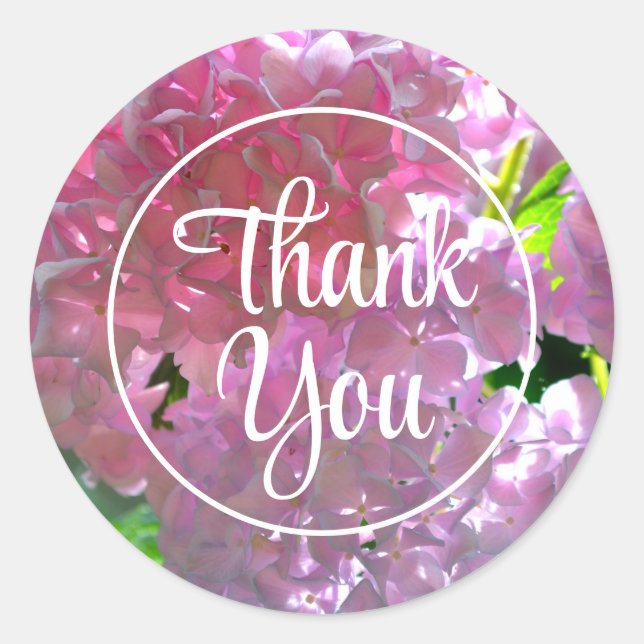 Adesivo Redondo Flores cor-de-rosa Elegante flores hydrangeas (Frente)